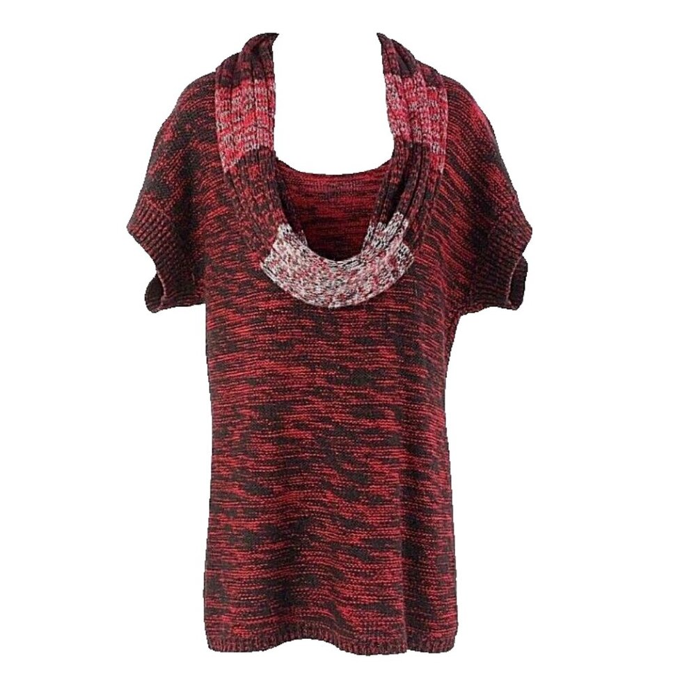 Style Co Sz S Black Burgundy Gray Cowl Neck Acrylic Sweater Top